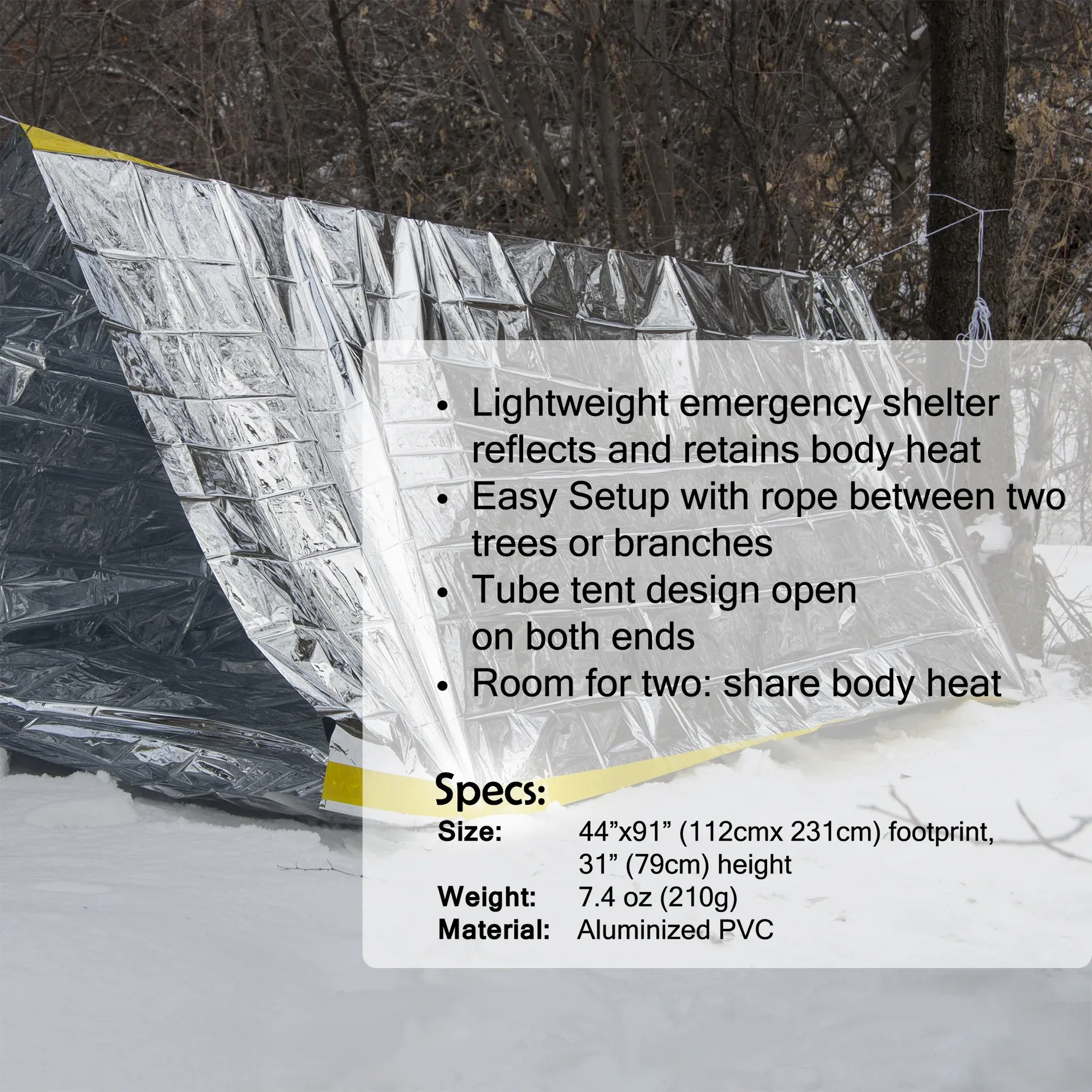 2 Person Reflective Emergency Tube Tent - Image 2