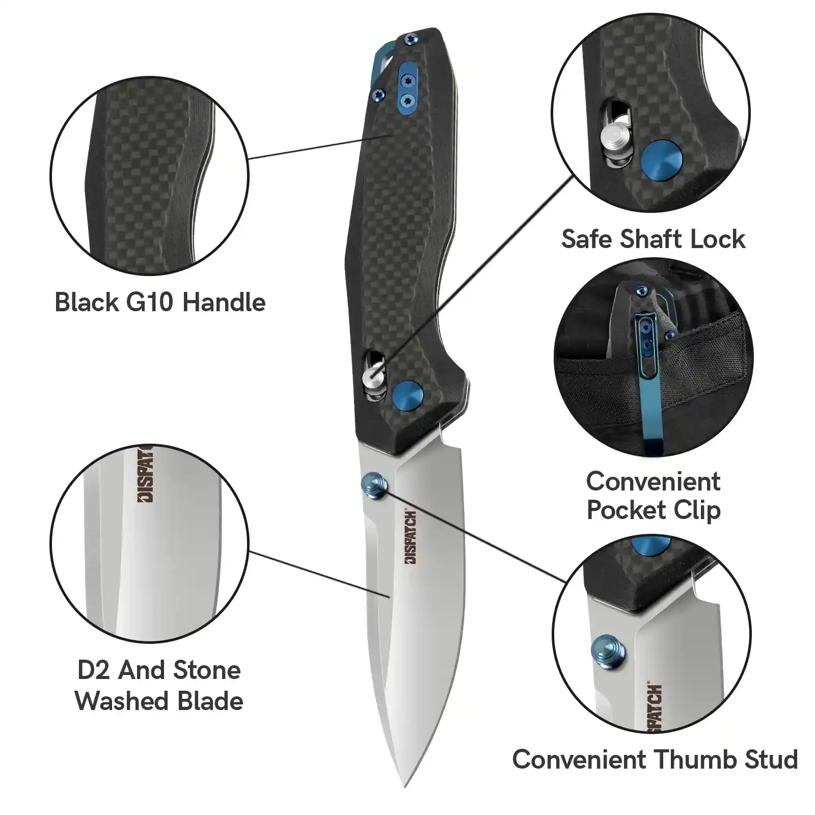 D2 Stainless Steel Blade and Non-Slip G10 Handle for Outdoor and Survival - Image 8