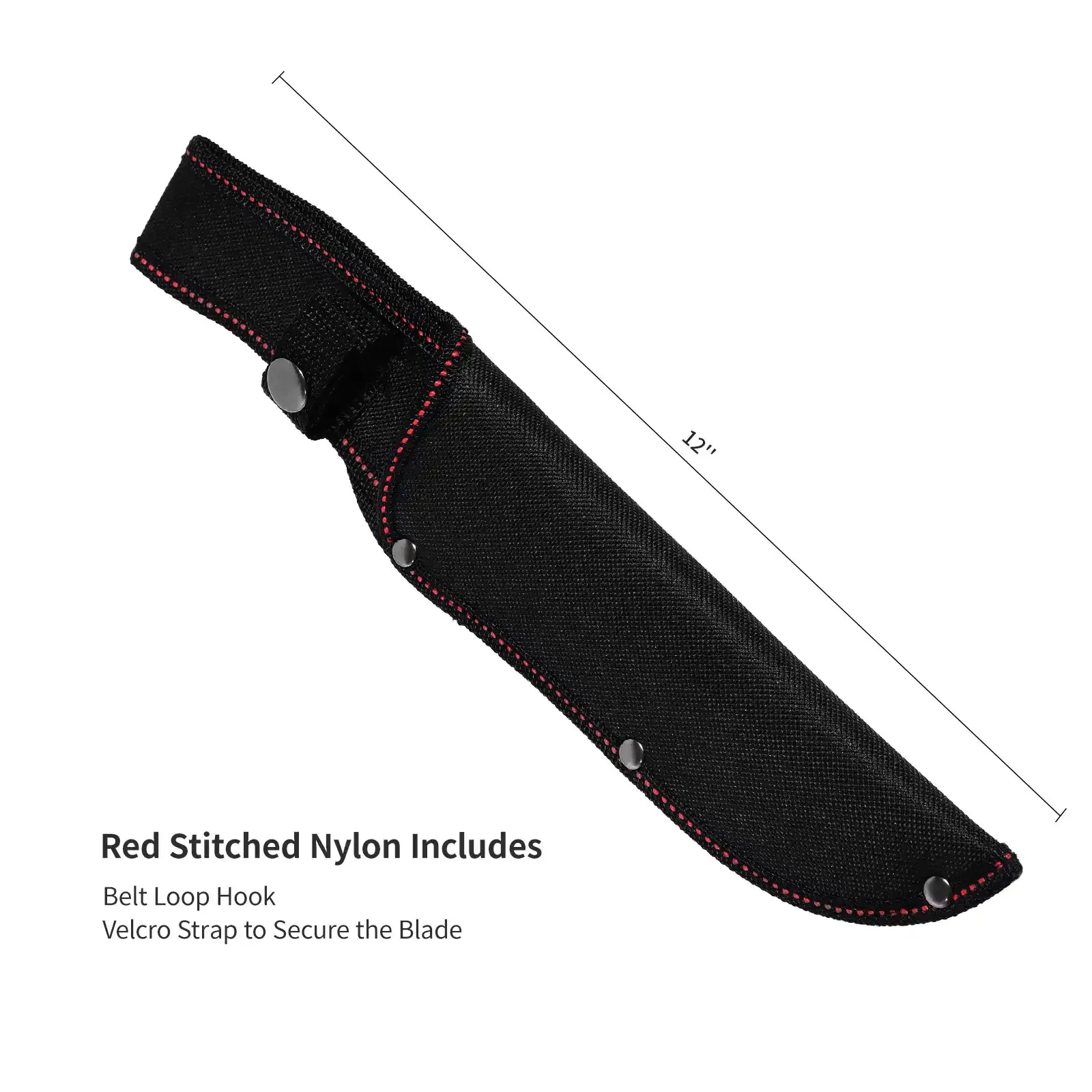 12"Outdoor Bowie Survival Hunting Fixed Blade Knife with Nylon Sheath - Image 8